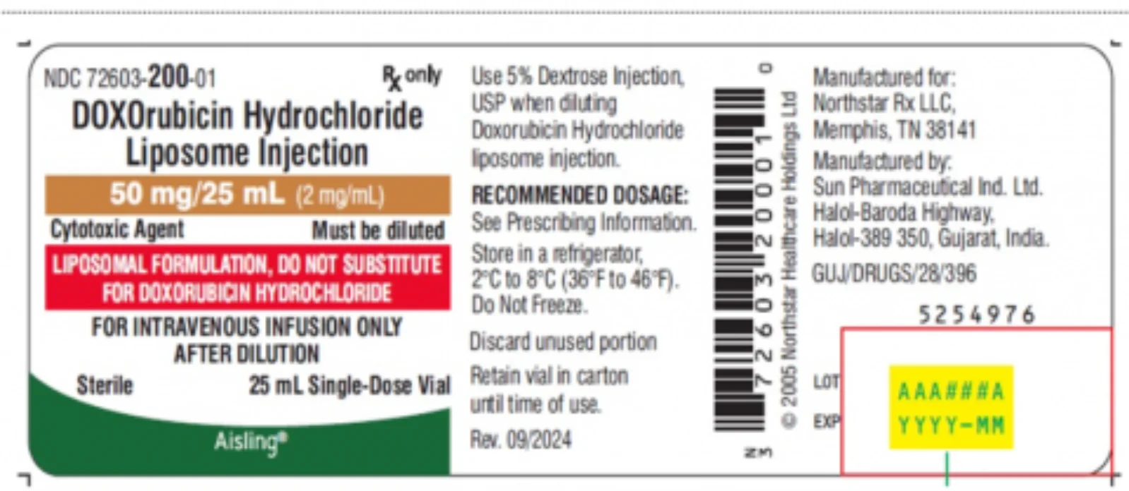 Aisling Doxorubicin Hydrochloride Liposome Injection
