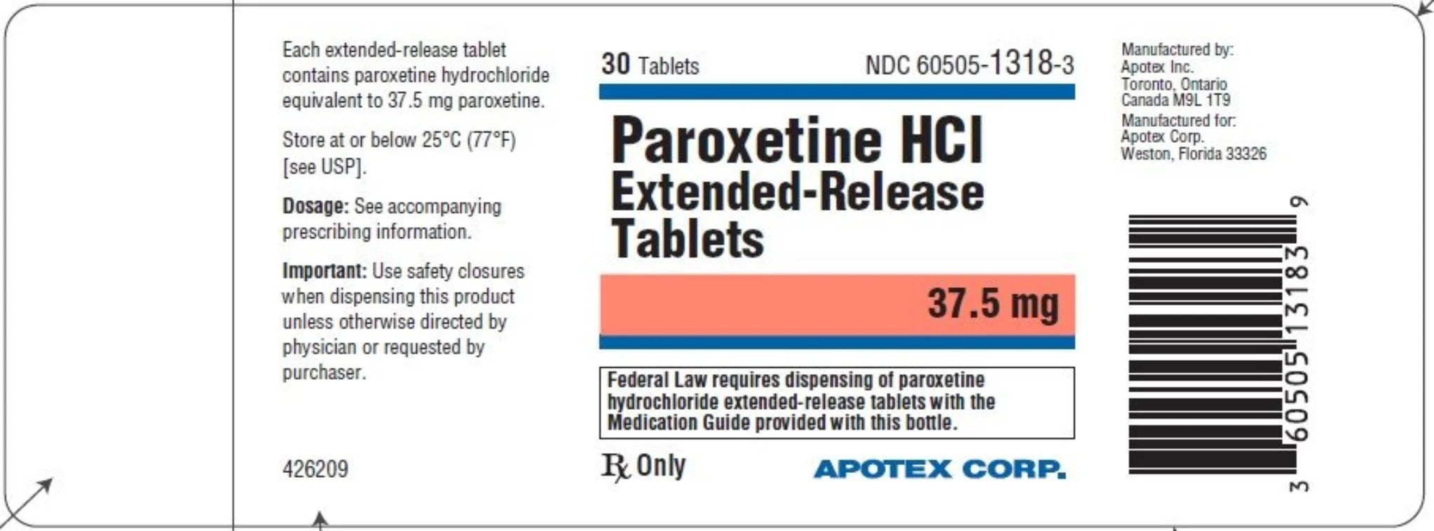 Apotex Paroxetine Extended-Release Tablets