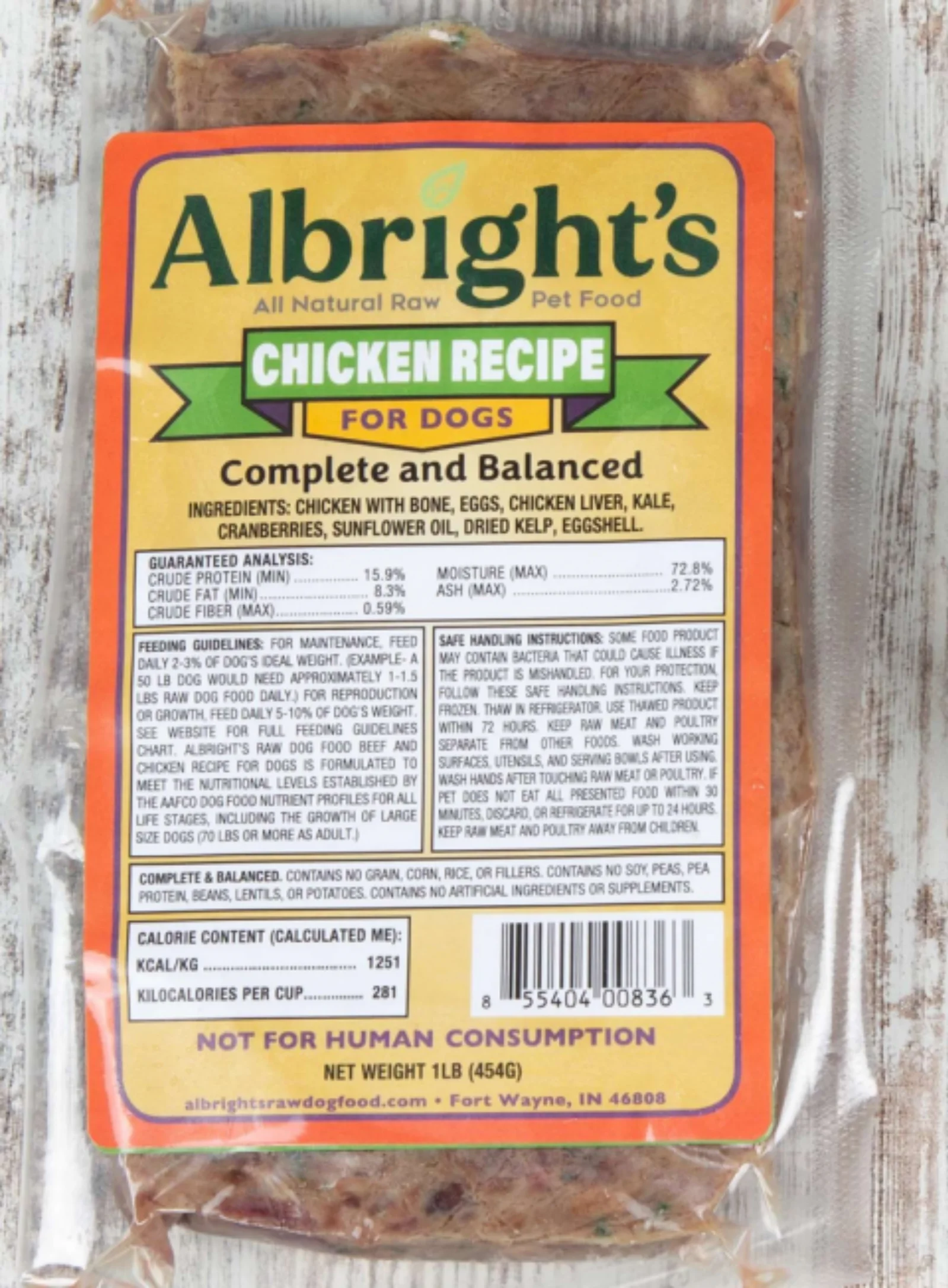 Albright's Raw Pet Food Chicken Recipe