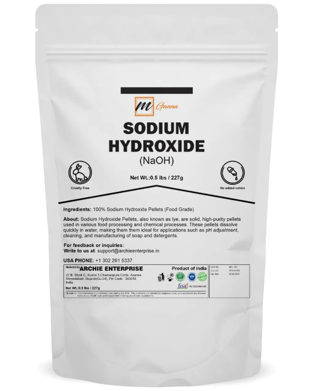 mGanna Sodium Hydroxide Pellet Bags