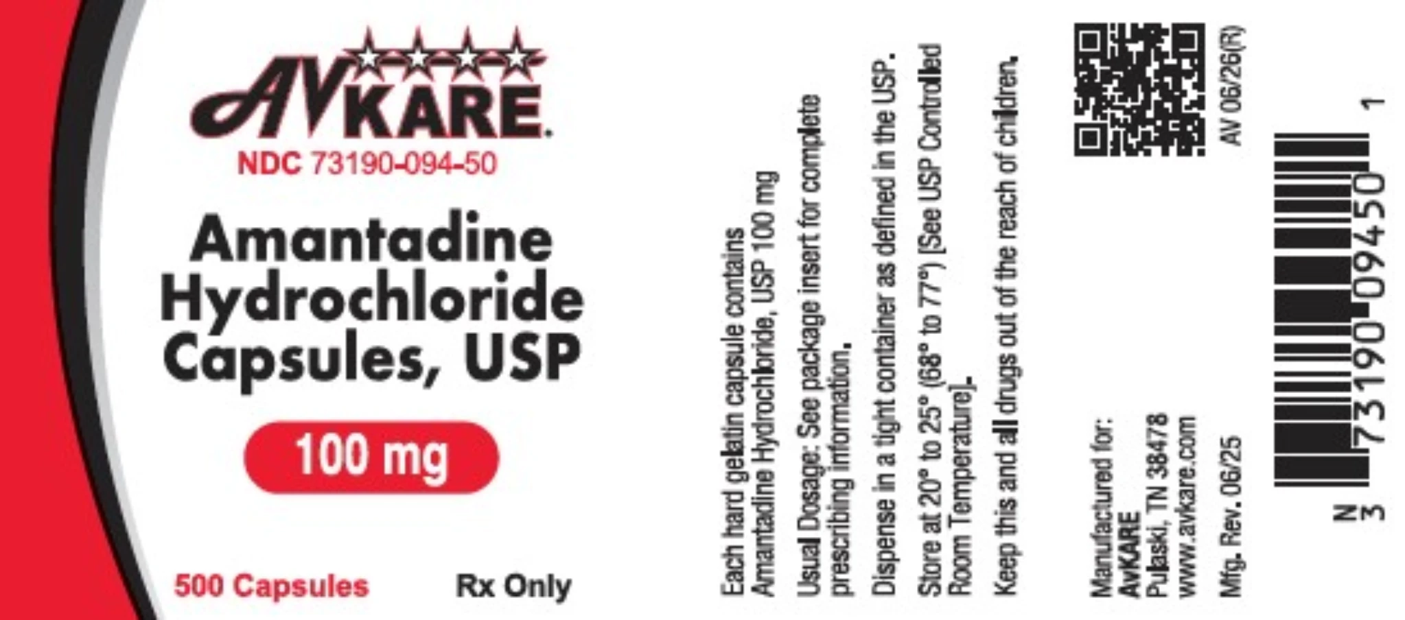 AvKARE Amantadine HCl Capsules