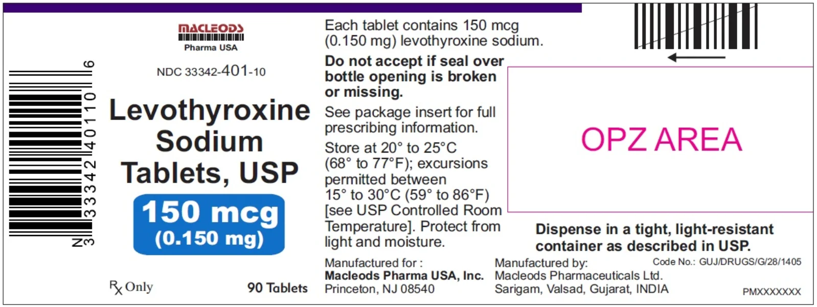 Levothyroxine Sodium Tablets USP 150 mcg
