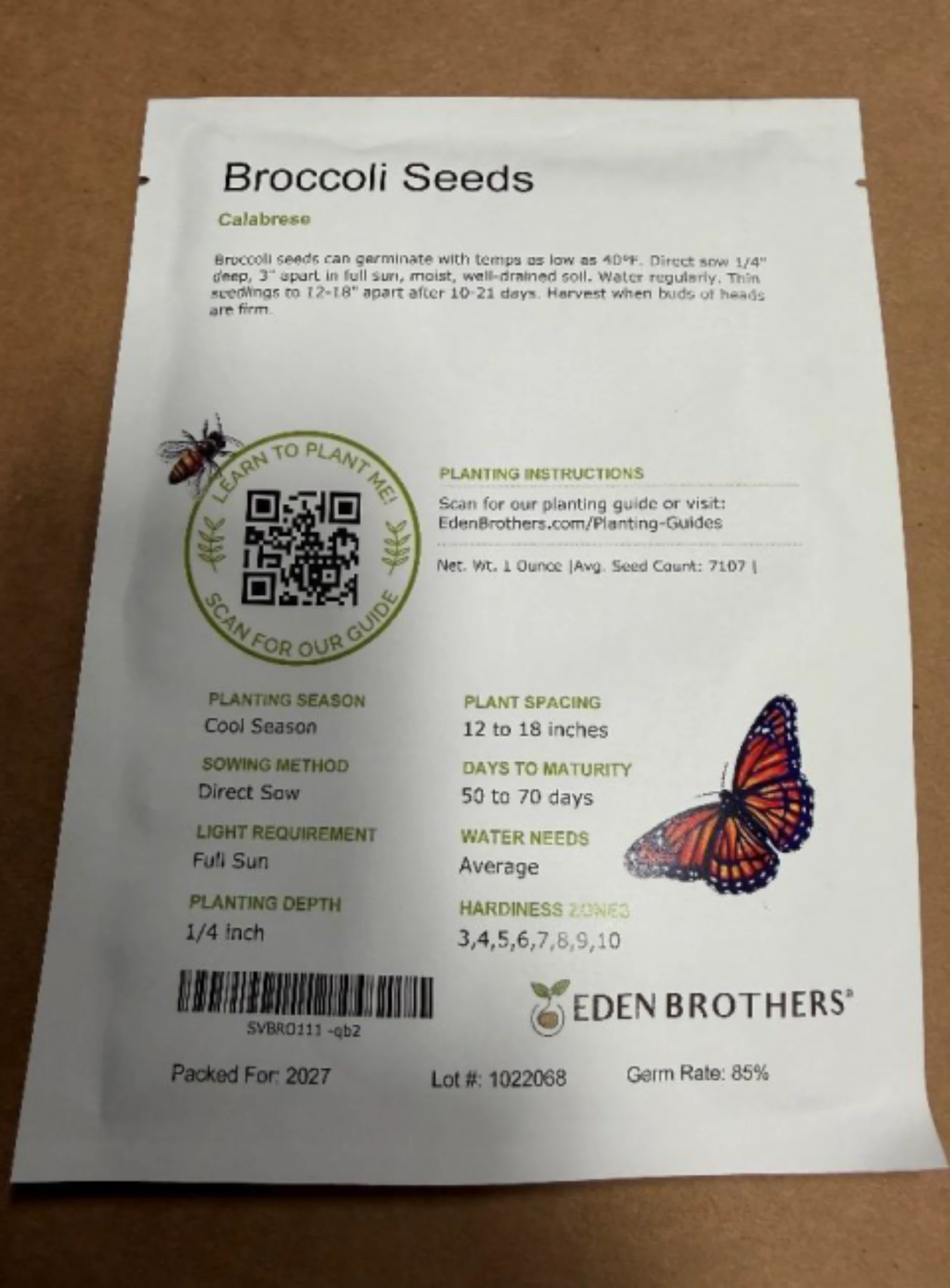 Eden Brothers Calabrese Broccoli Seeds