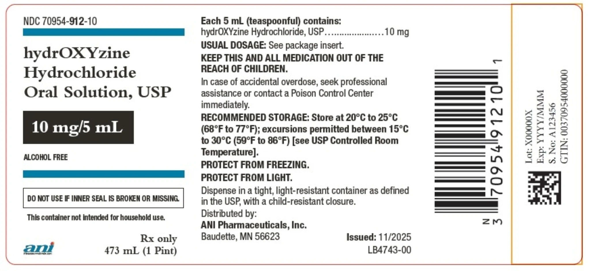 ANI Pharmaceuticals Hydroxyzine Hydrochloride Oral Solution