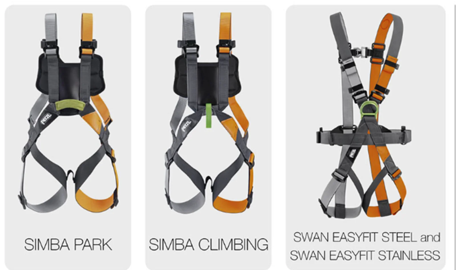 Petzl SIMBA and SWAN EASYFIT Harnesses
