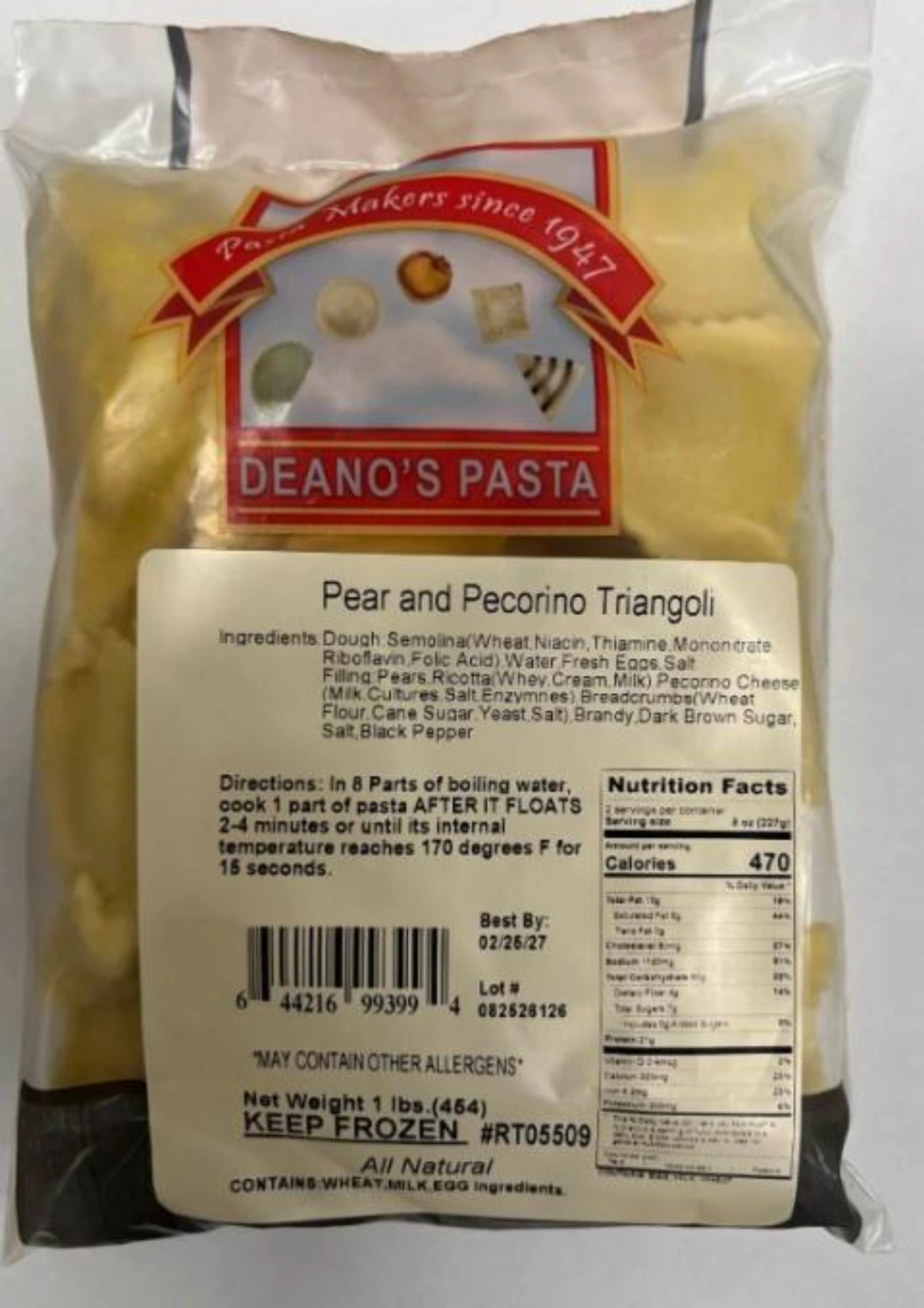 Deano's Pasta Pear and Pecorino Triangoli Ravioli
