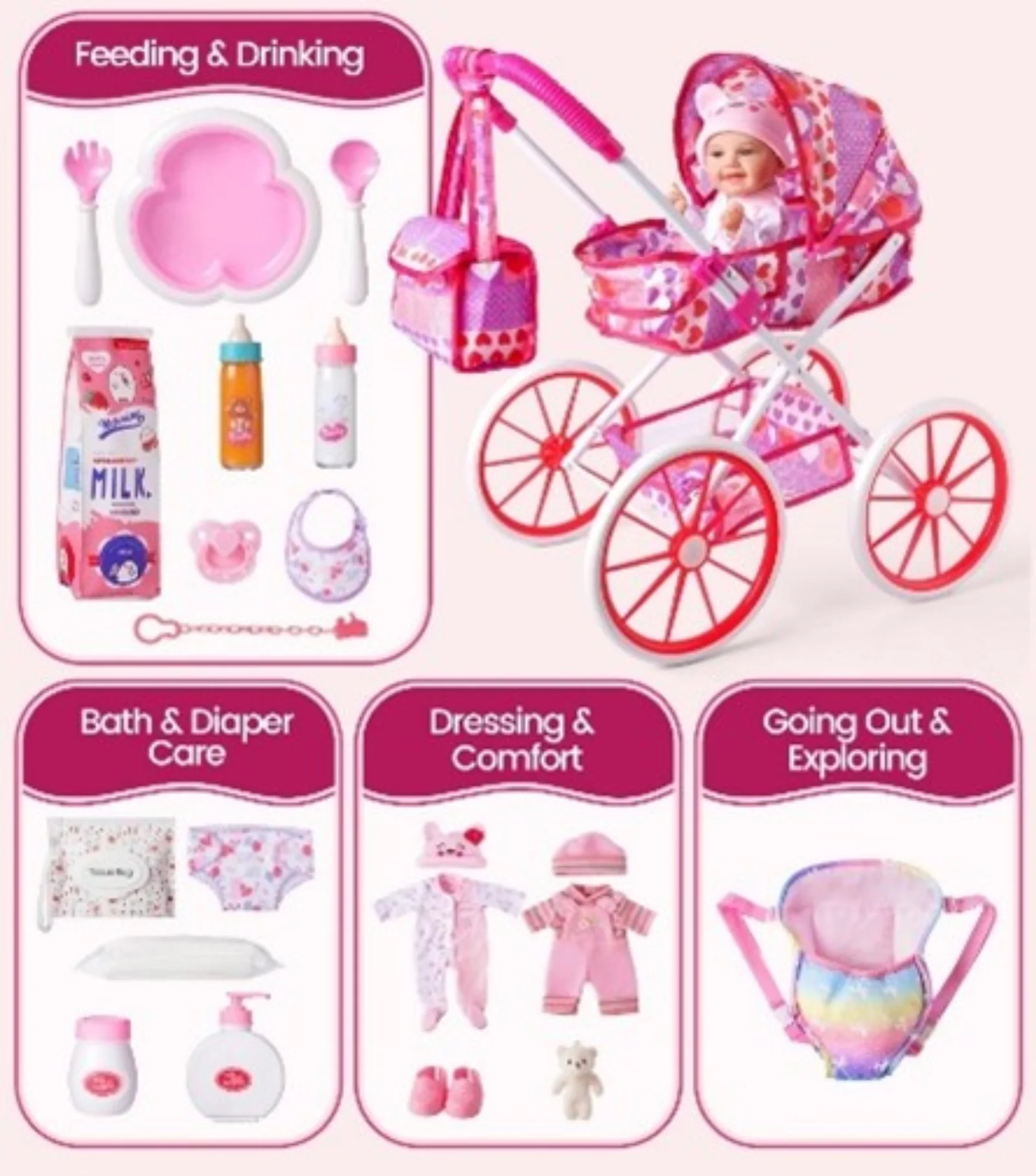 BABESIDE Doll and Stroller Toy Sets