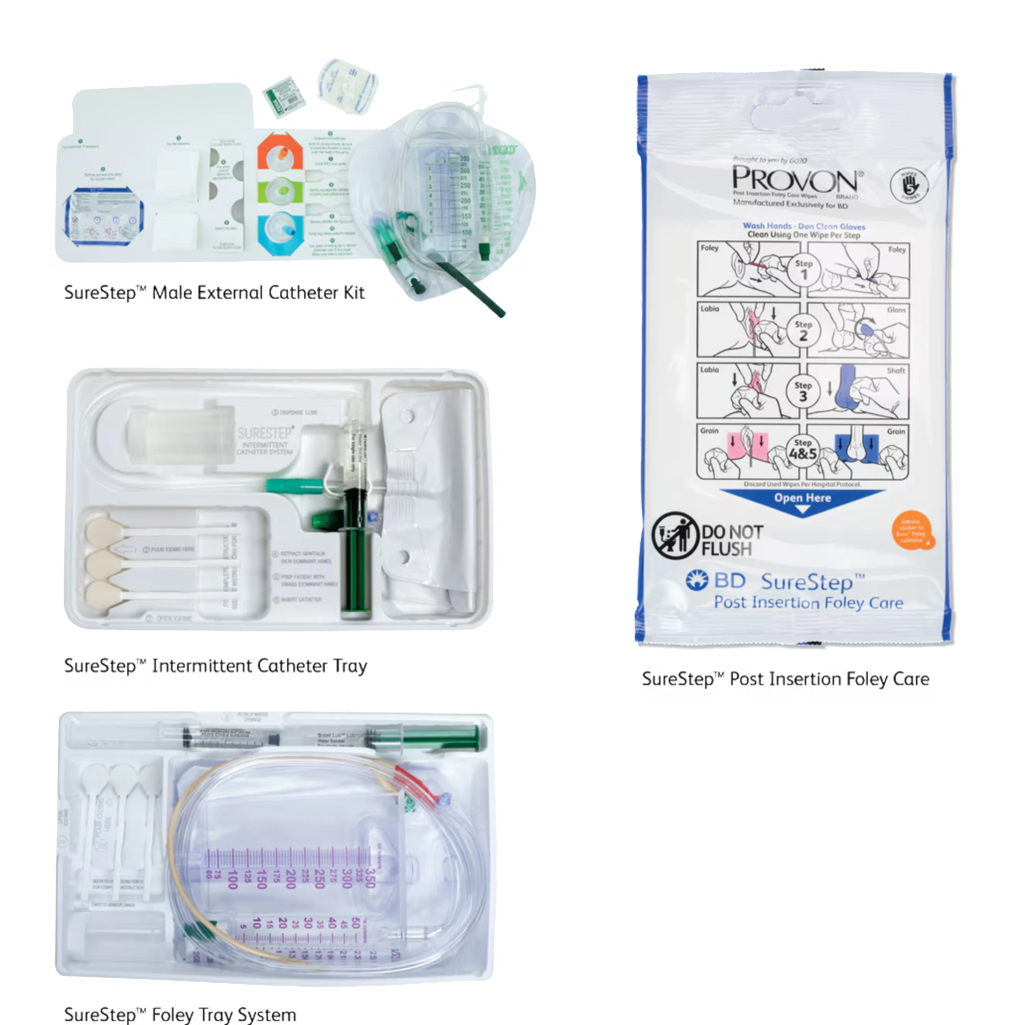 Cardinal Health 200 Presource Packs Containing CliniClean Pericare Wipes Within BD Urinary Catheter Trays