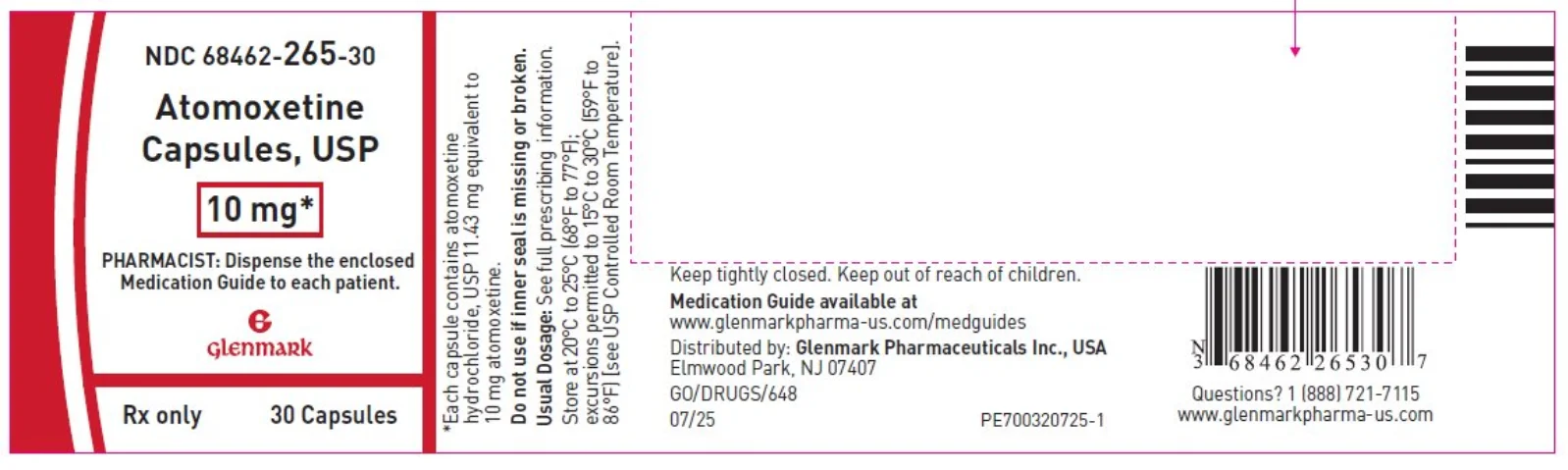 Atomoxetine HCl 10mg Capsules
