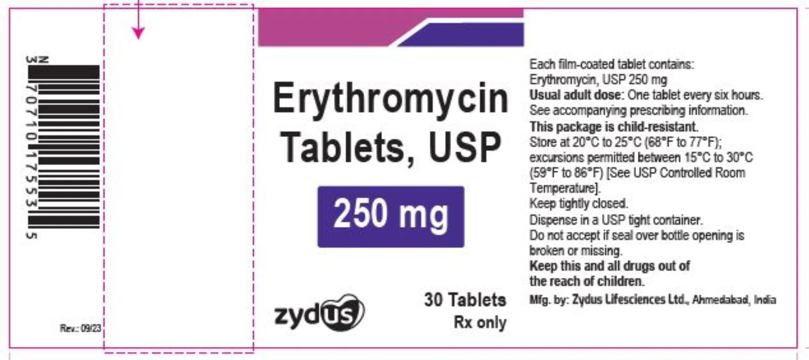 Erythromycin 250 mg Tablets
