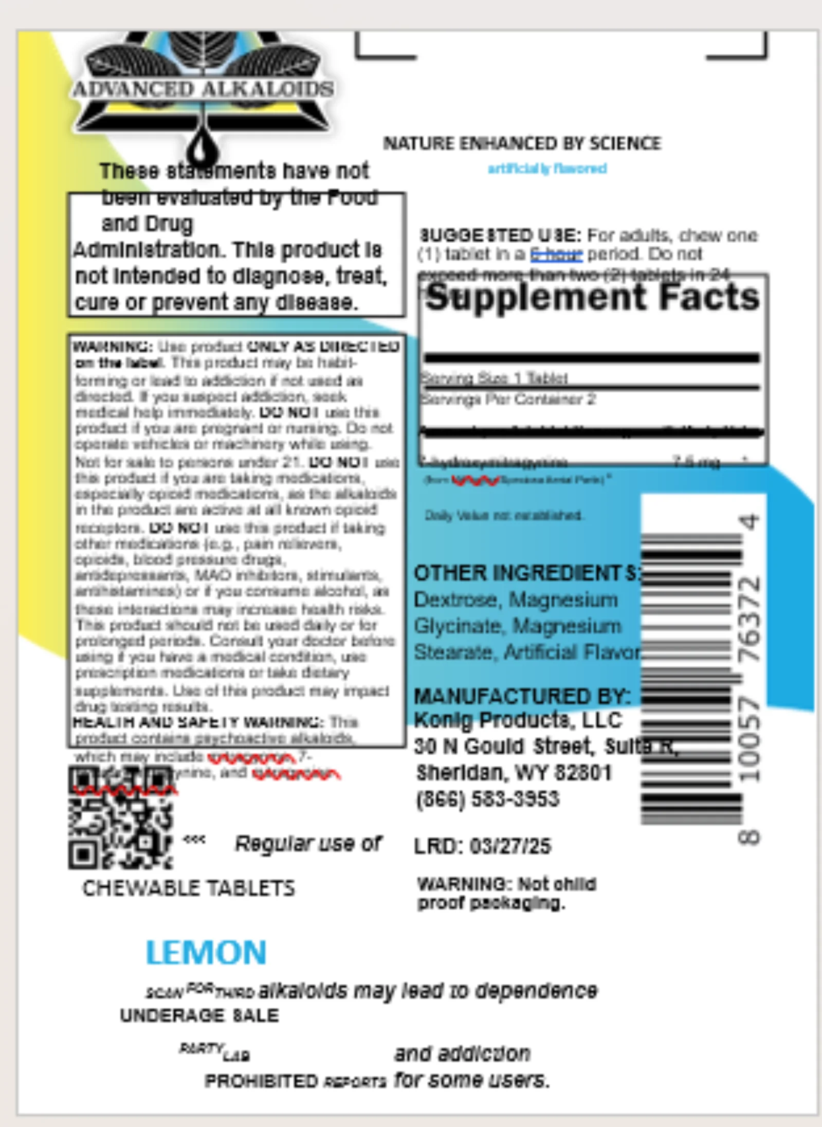 White Vein Advanced Alkaloids Chewable Tablets