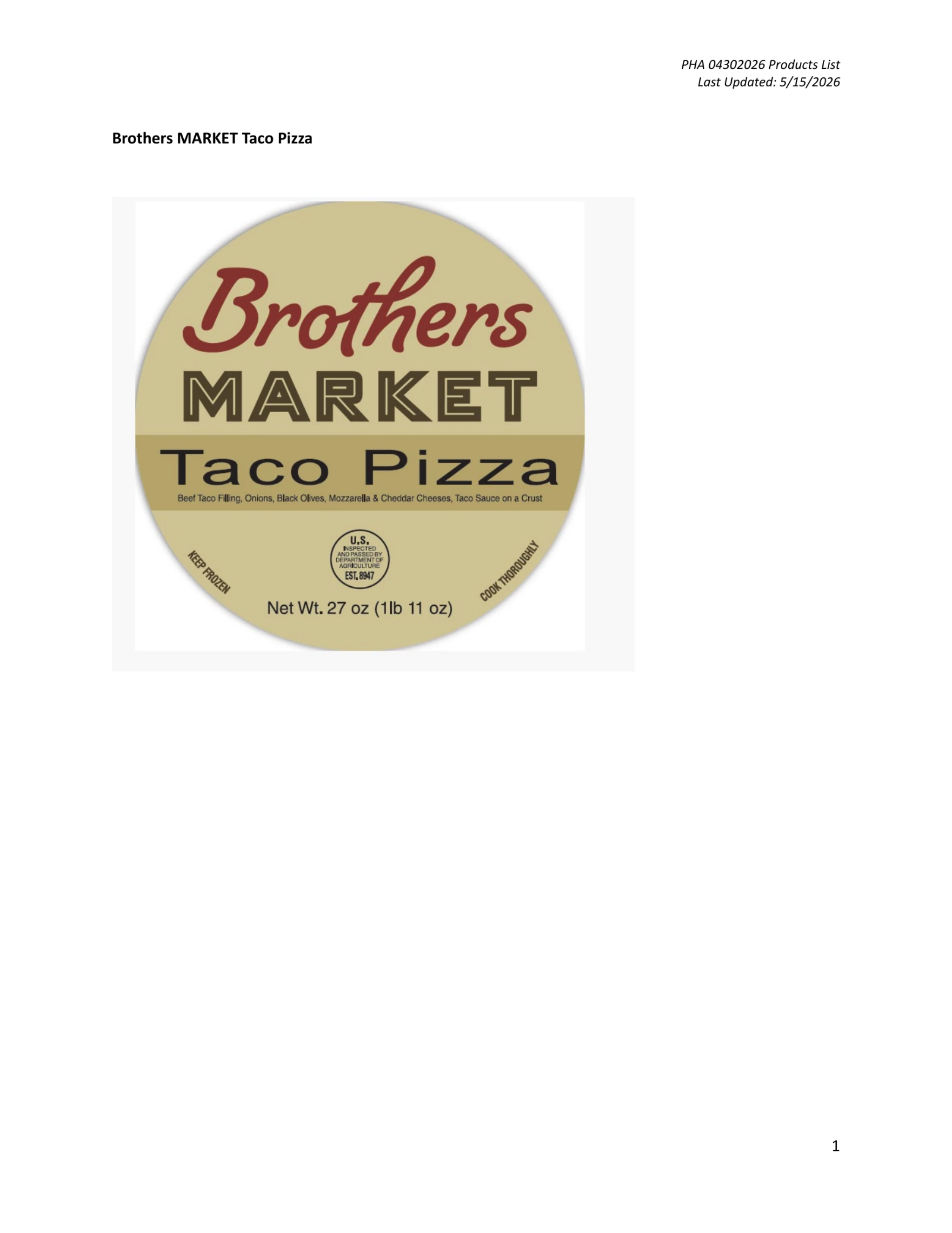 Meat and Poultry Products with Recalled Dairy Ingredients