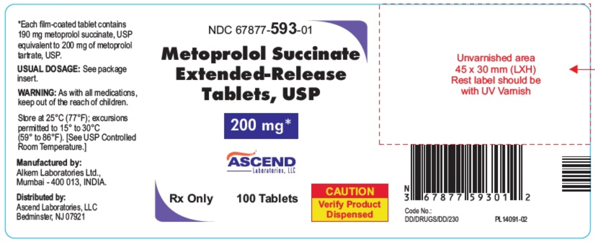 Ascend Laboratories Metoprolol Succinate Extended-Release Tablets