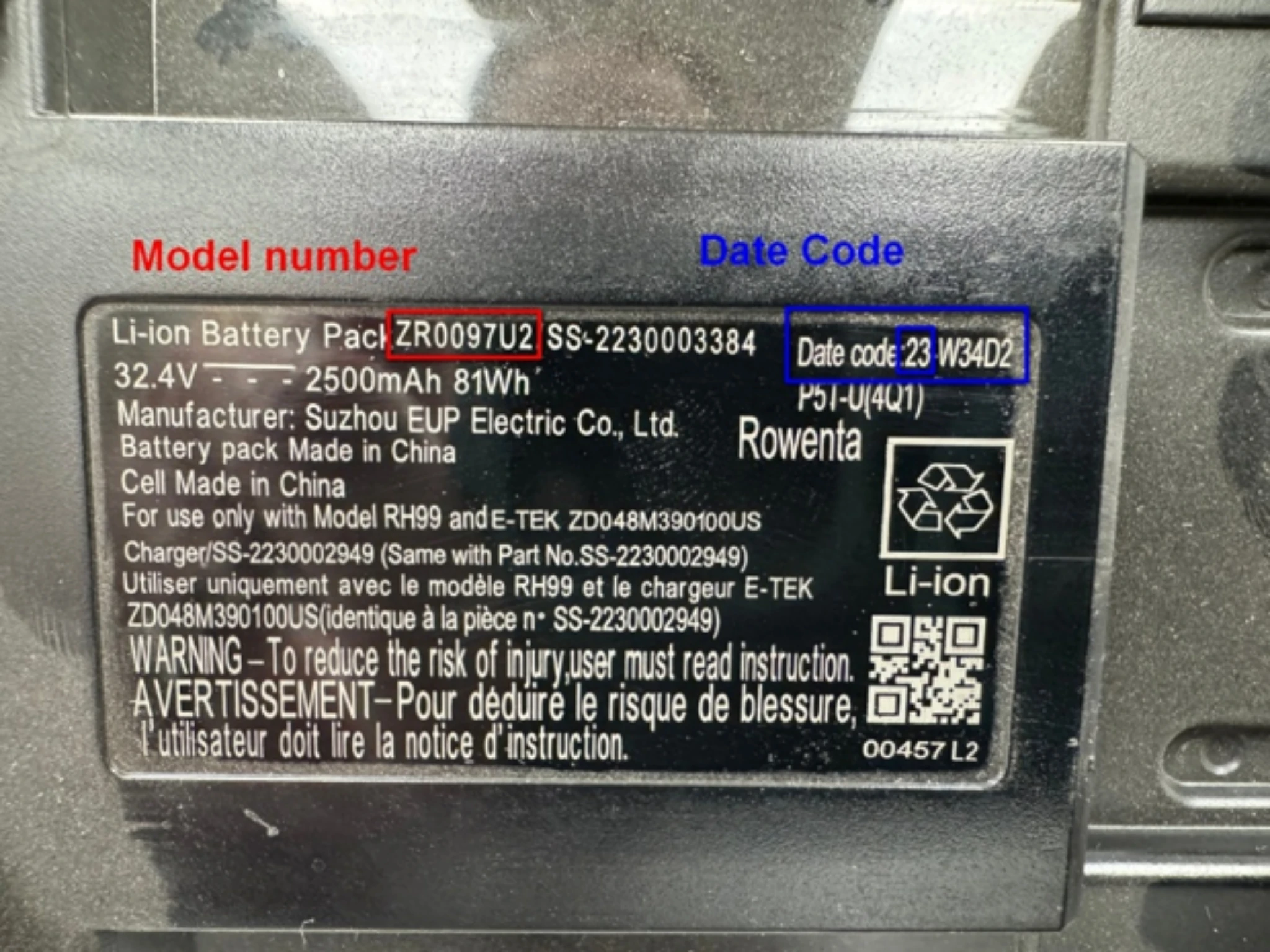 Rowenta Cordless Vacuum Cleaner Batteries