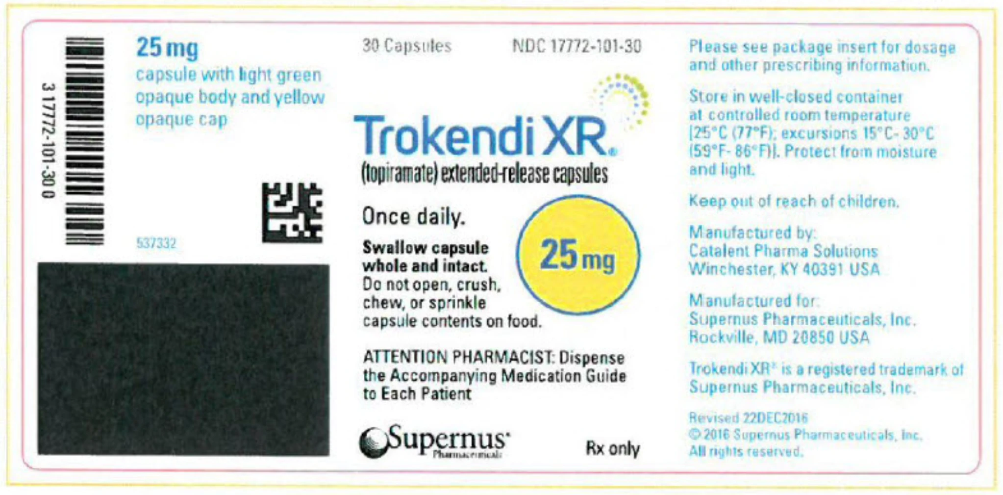Trokendi XR 25mg Capsules