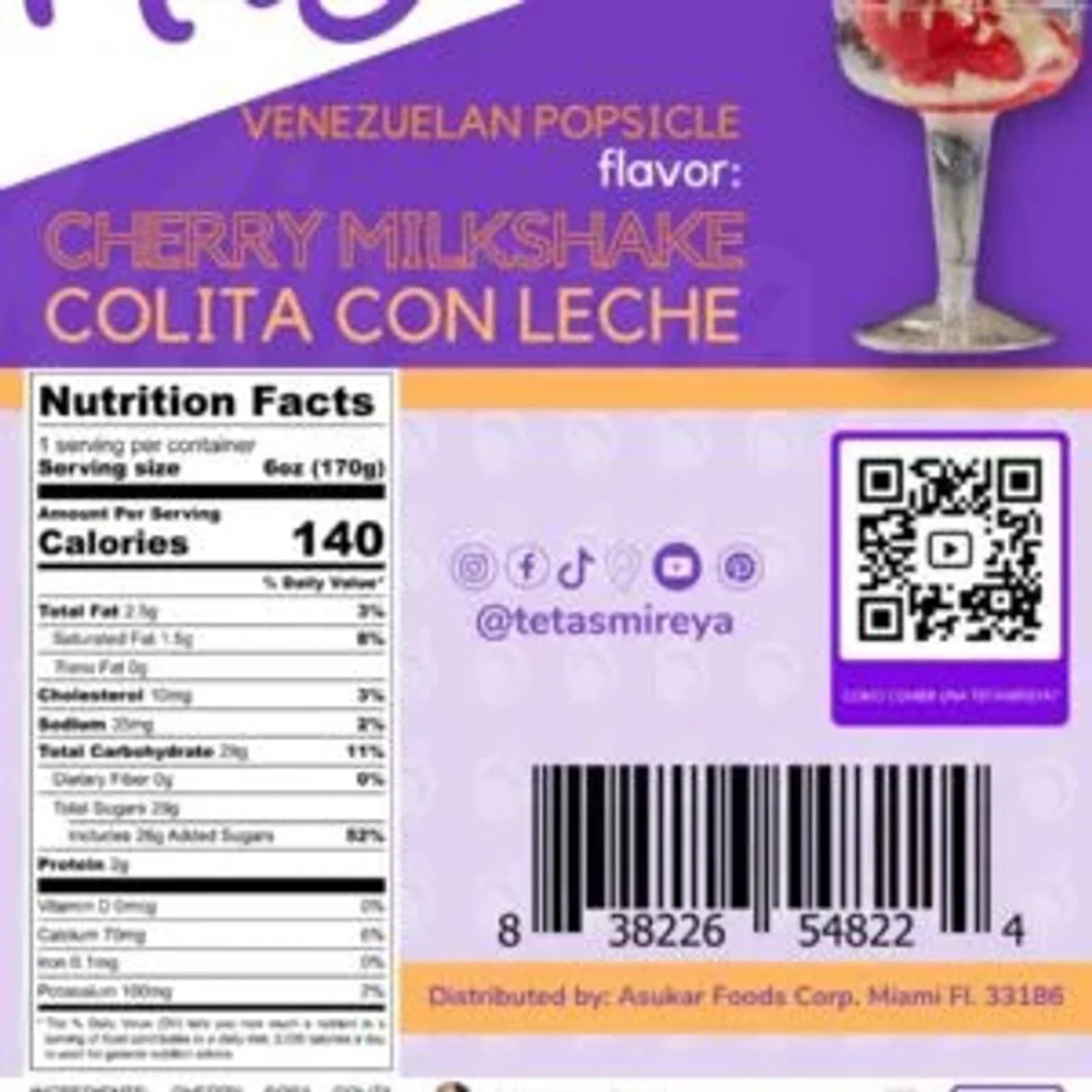 TETAS Mireya Cherry Milkshake Popsicle