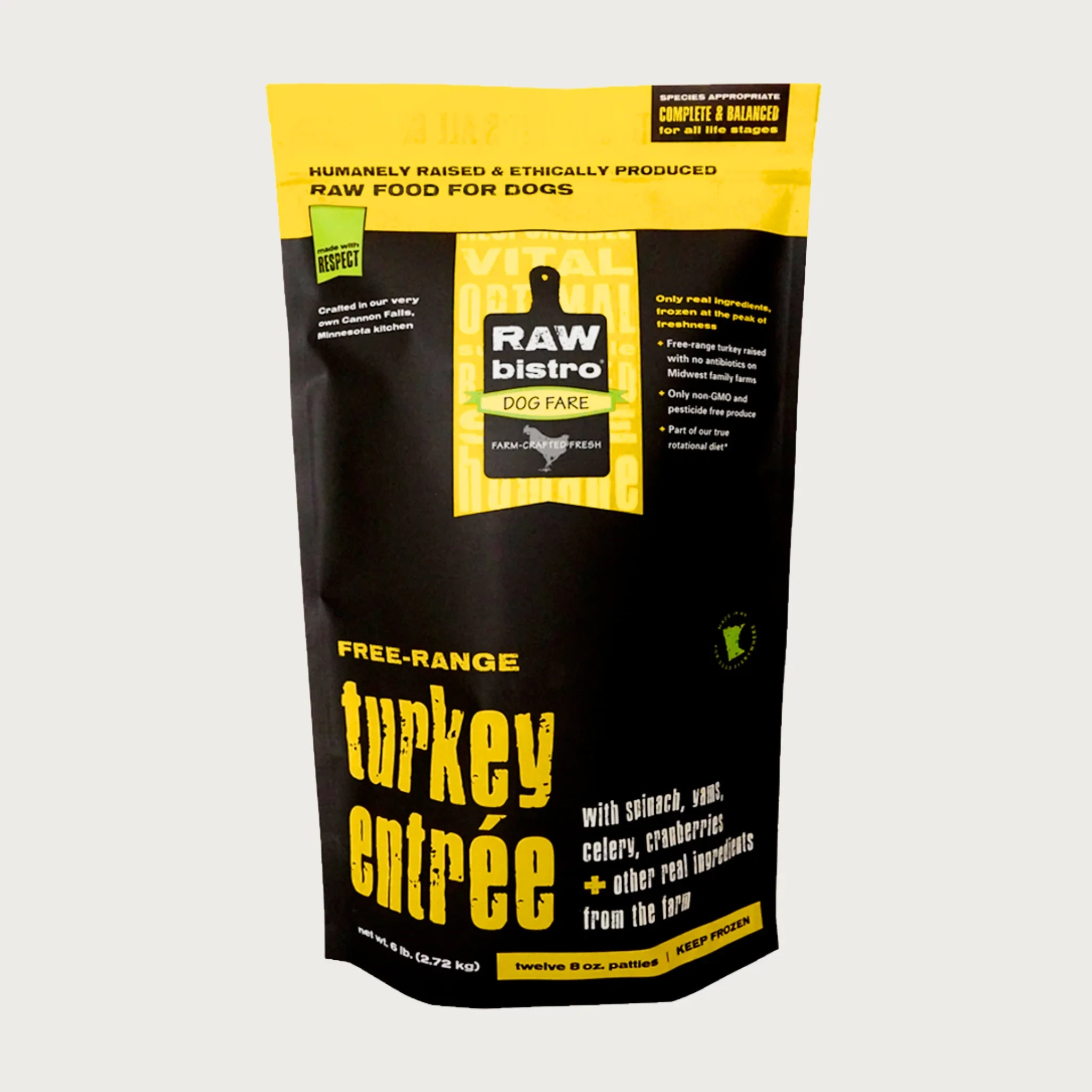 Raw Bistro Dog Fare Free Range Turkey Entree Raw Dog Food
