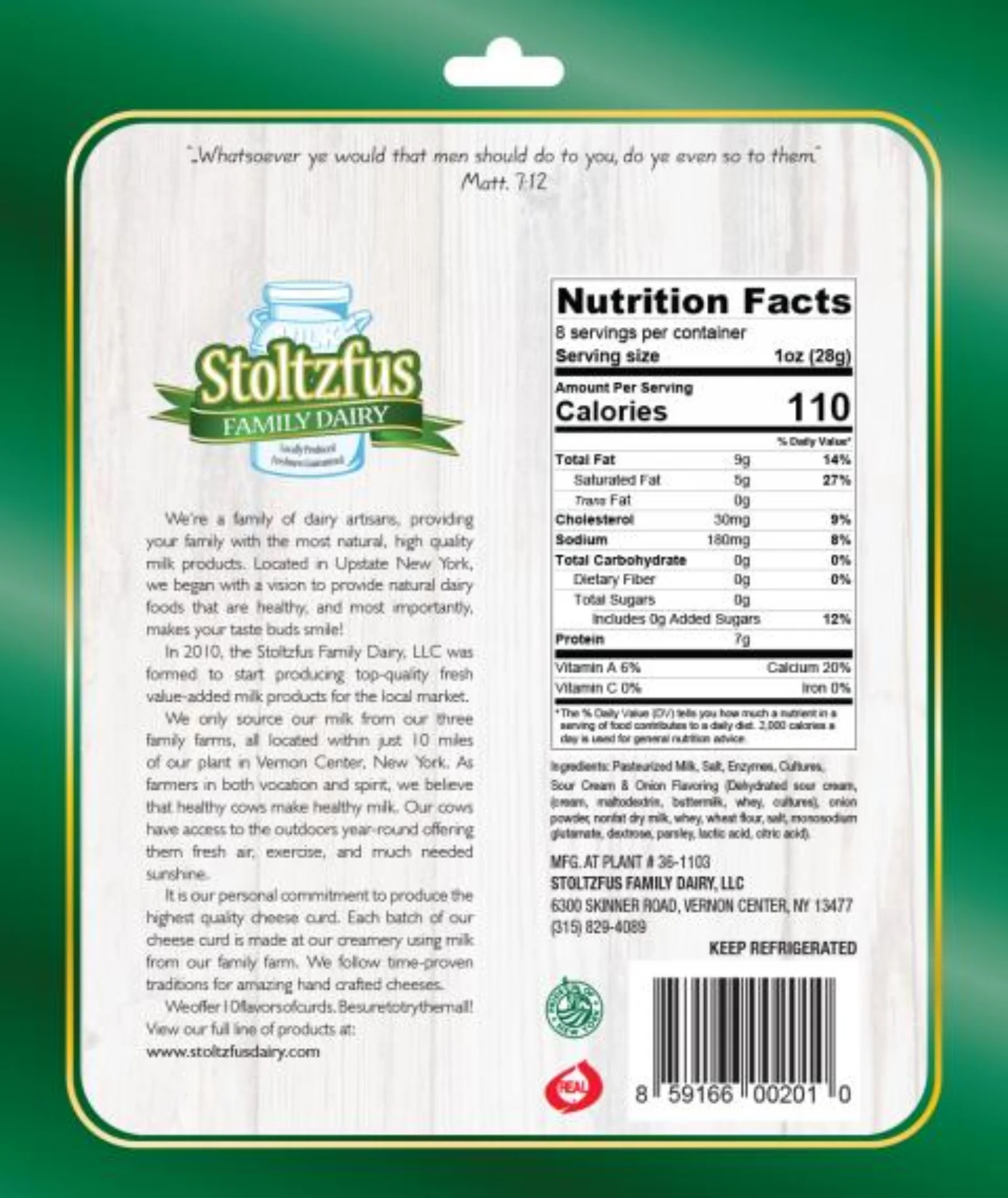 Stoltzfus Family Farm Sour Cream and Onion Cheese Curds