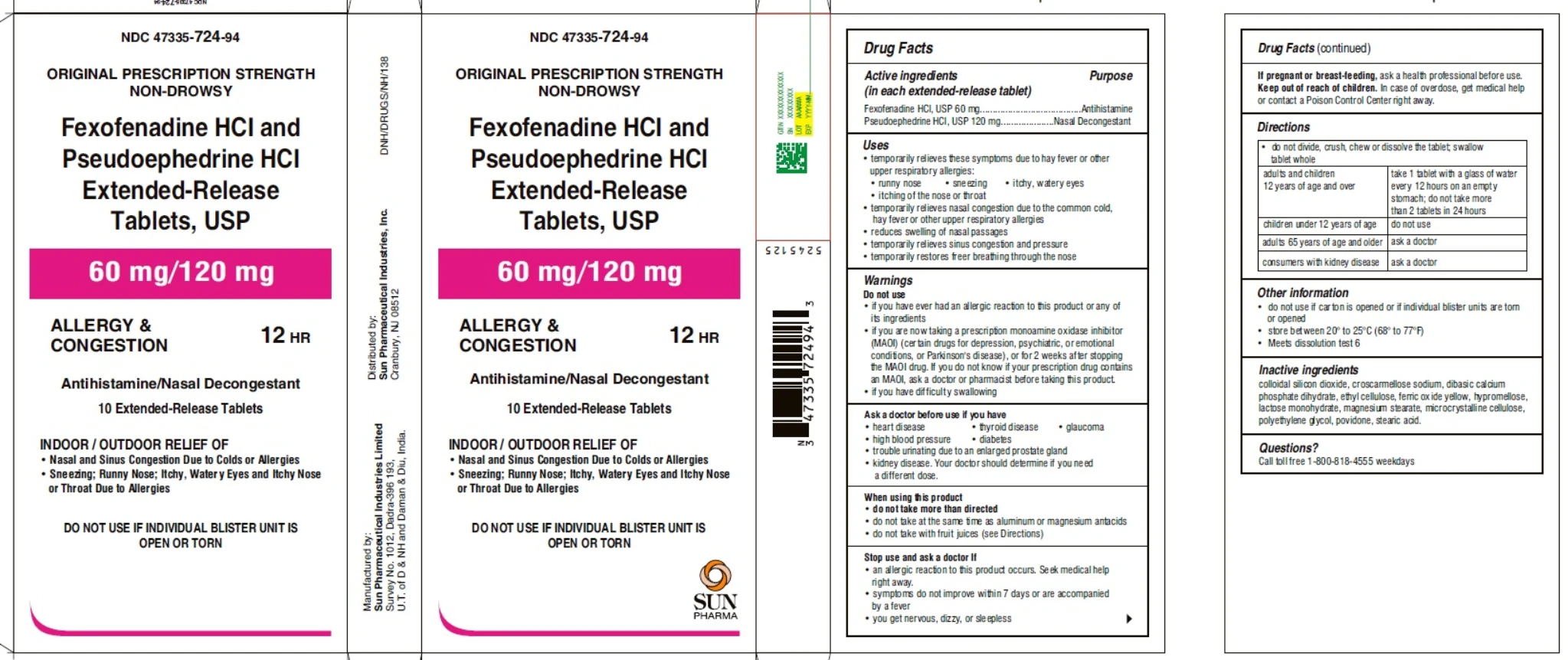 Sun Pharmaceutical Fexofenadine Hydrochloride Tablets
