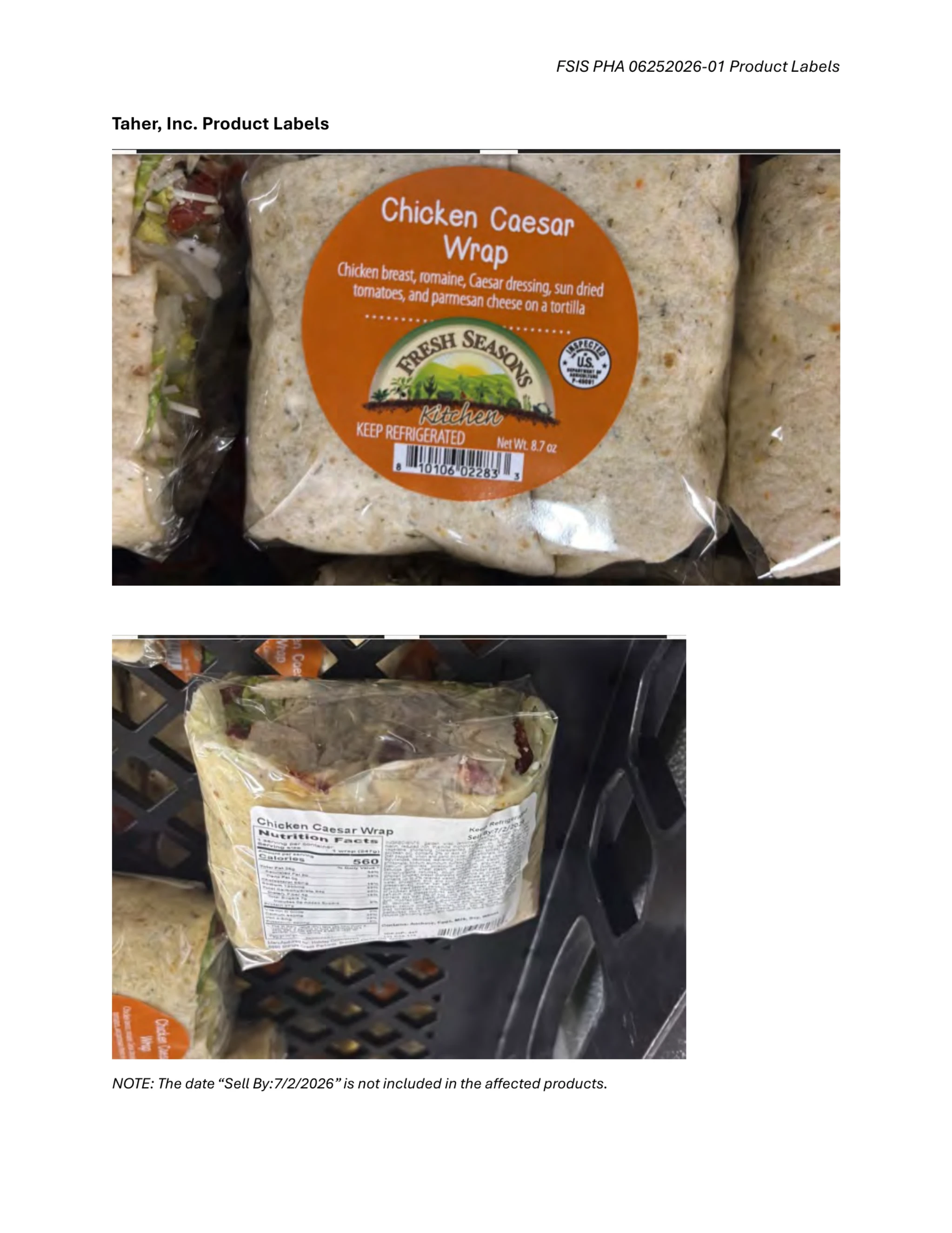 Fresh Seasons Kitchen Chicken Caesar Wrap