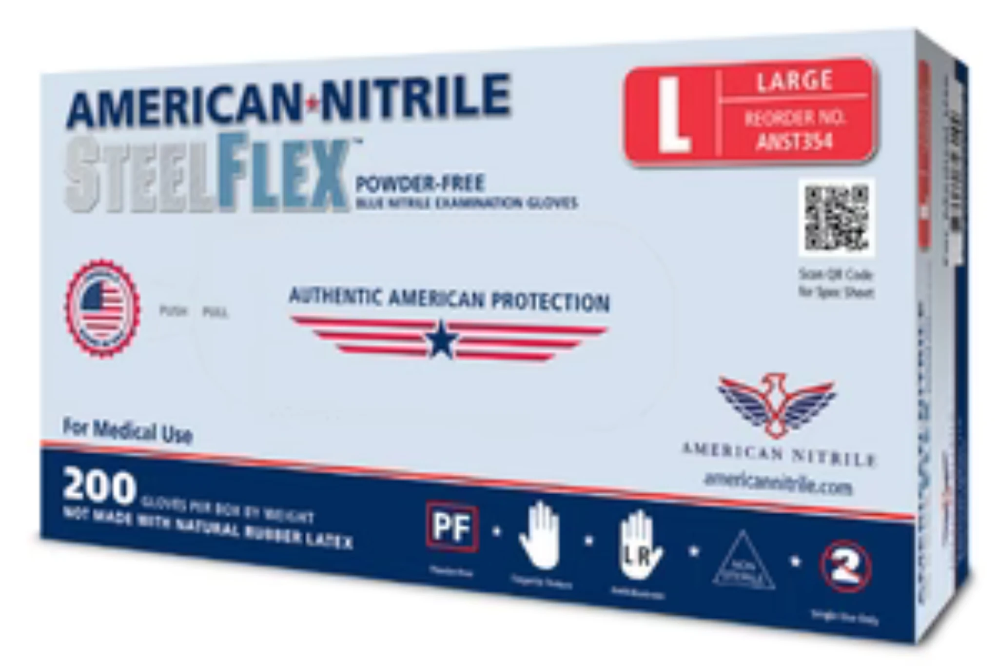 American Nitrile Blue Nitrile Patient Examination Gloves