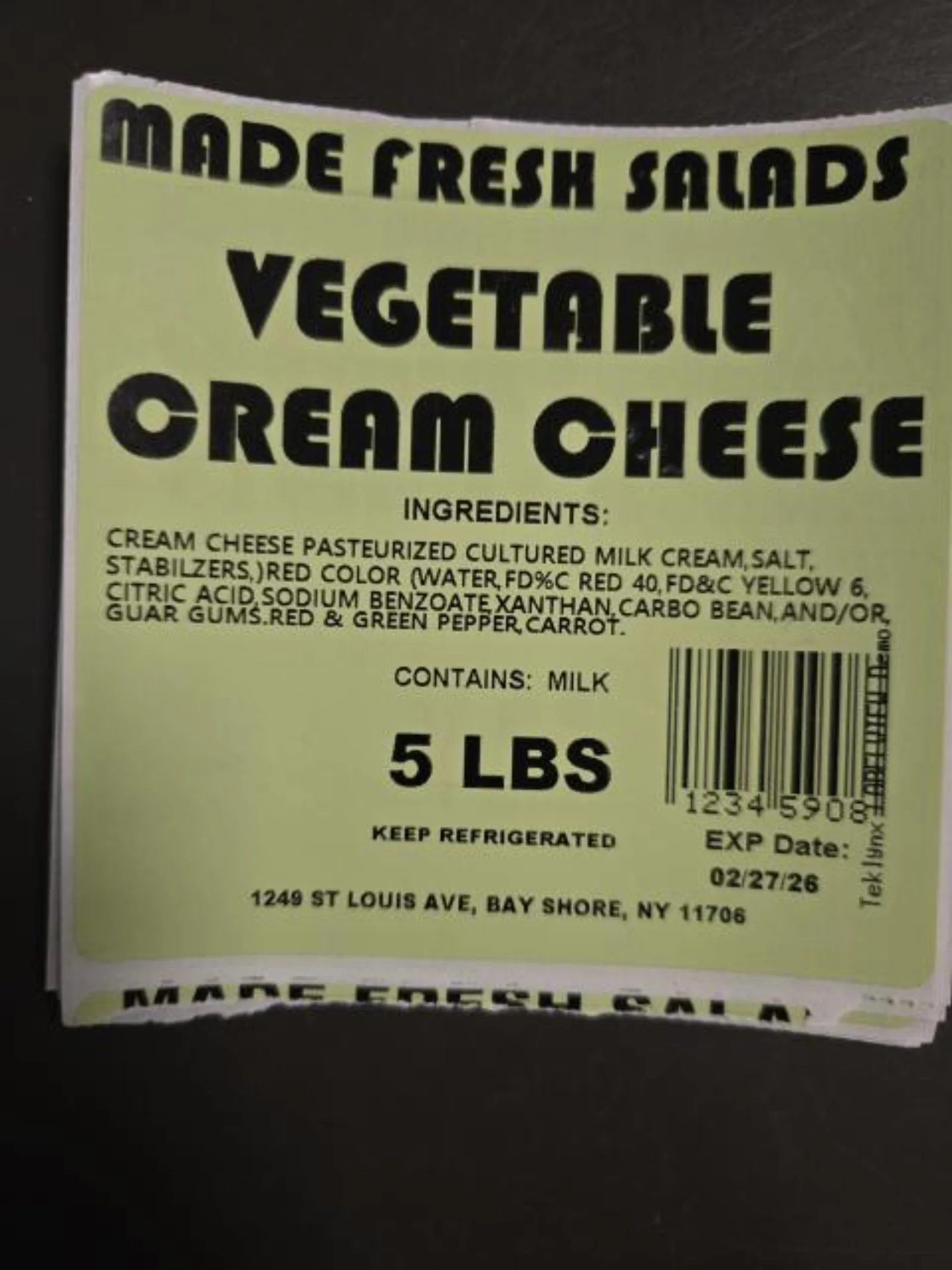 Made Fresh Salads Whipped Cream Cheese